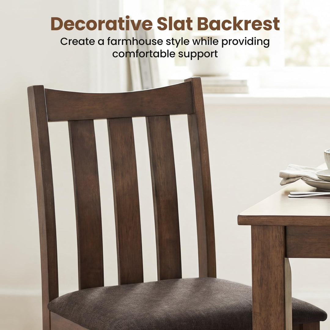 Giantex Rubber Wood Dining Chairs with Upholstered Cushioned Seat (2/4)
