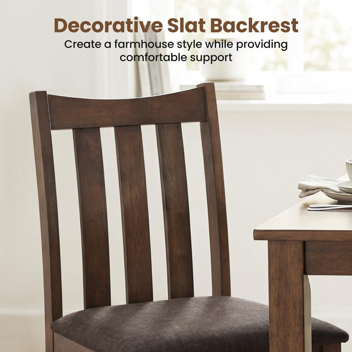 Giantex Rubber Wood Dining Chairs with Upholstered Cushioned Seat (2/4)