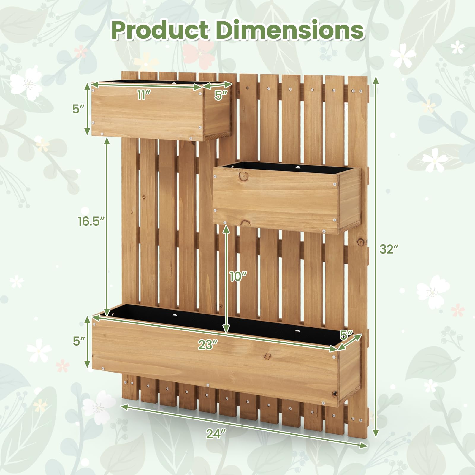 Giantex Wall-Mounted Raised Garden Bed w/Trellis Board