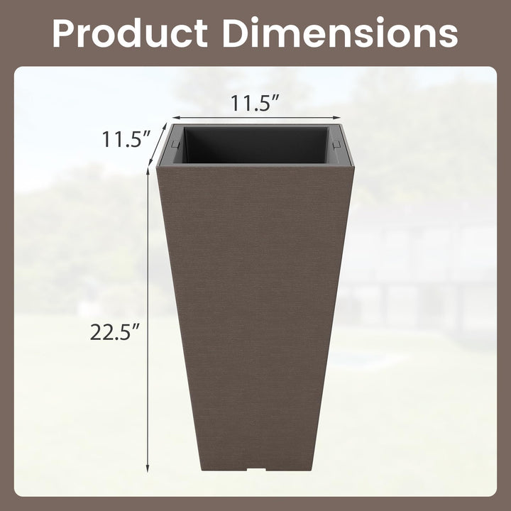 Giantex Square Taper Planter Set of 2 Self-Watering Flower Pots ( 11.5"x11.5"x22.5")