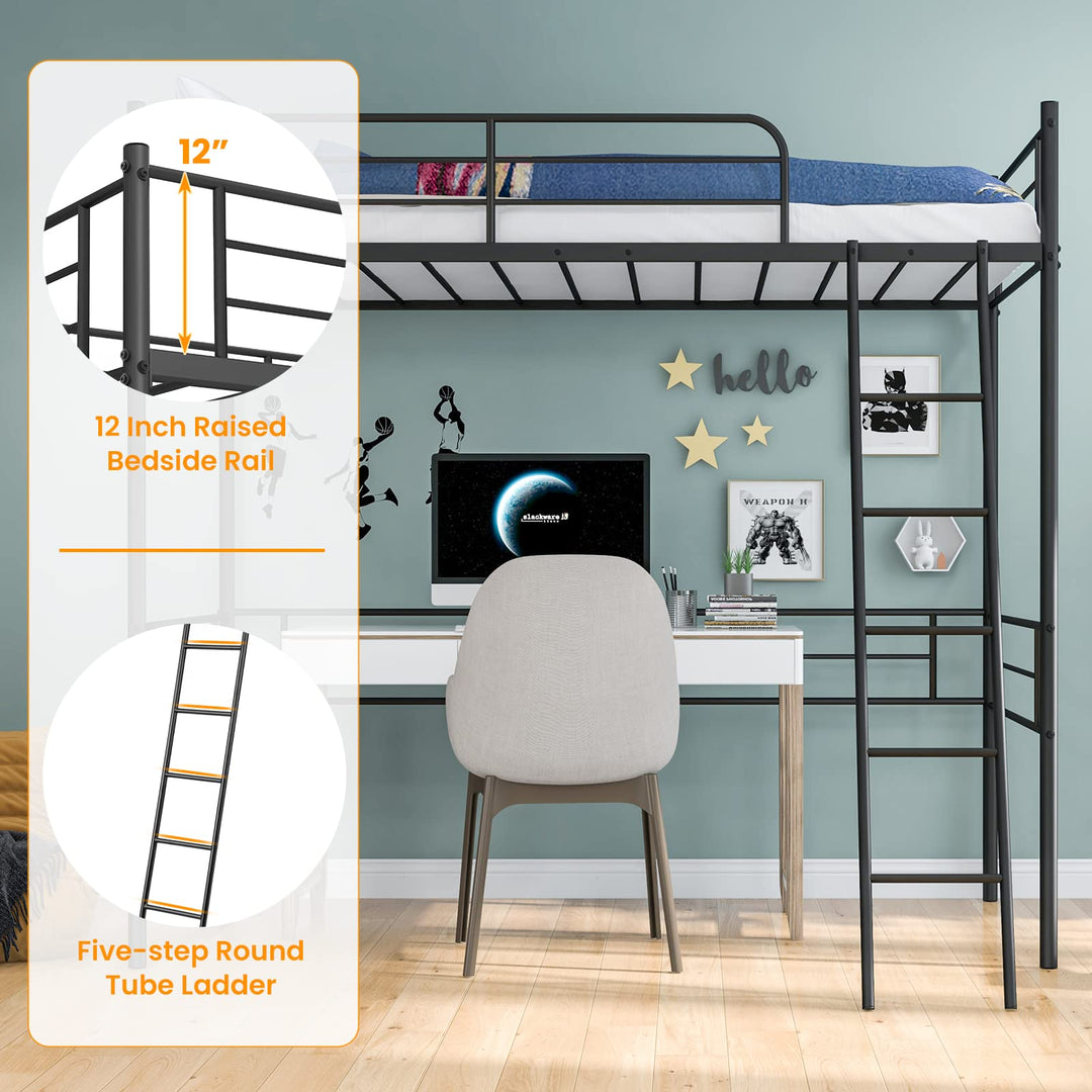 Metal Loft Bed Twin Size - Giantex