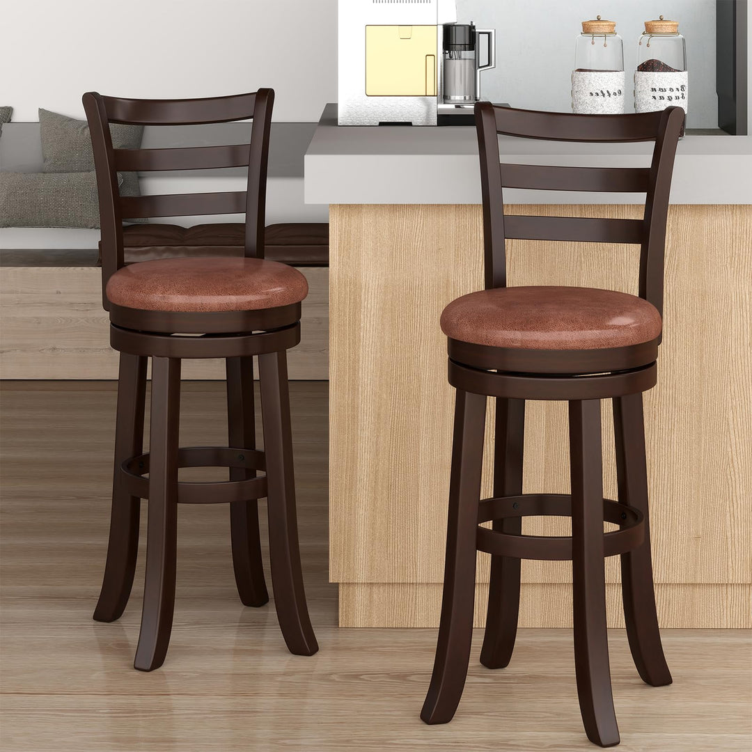 Giantex 30" Counter Height Swivel Barstools Set of 2/4 with Faux Leather Seat and Wrap-around Footrest