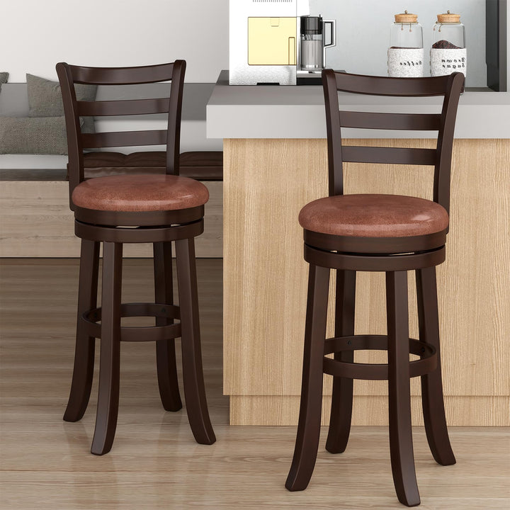 Giantex 30" Counter Height Swivel Barstools Set of 2/4 with Faux Leather Seat and Wrap-around Footrest