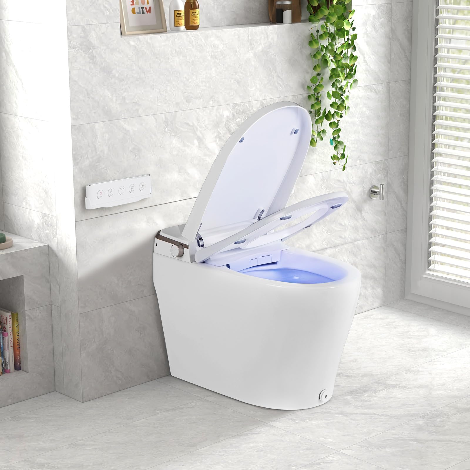 Giantex Smart Toilet with Bidet Built In, Bidet Toilet with Heat, Dryer, Night Light, Auto Open/Close