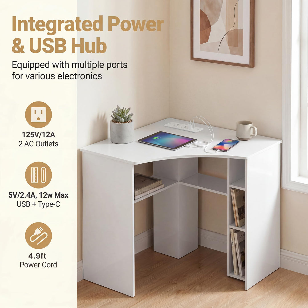 Giantex Triangle Computer Desk with Charging Station