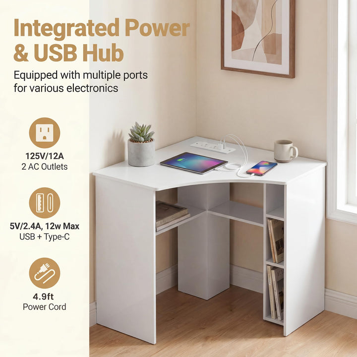 Giantex Triangle Computer Desk with Charging Station