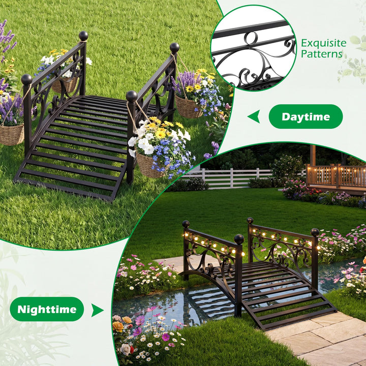 Giantex 3.3 FT Garden Metal Bridge with Dual Patterned Side Rails