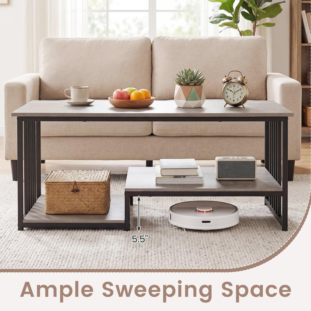 Giantex 43.5" Coffee Table 2-Tier Center Table with Storage