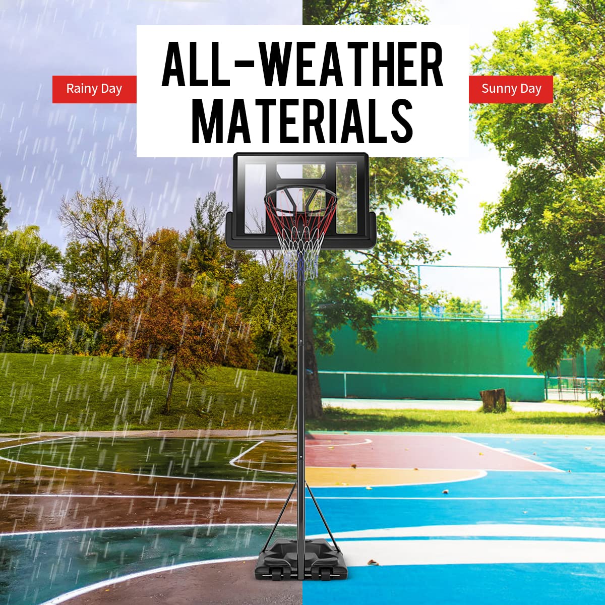 Giantex Portable Basketball Hoop, Height Adjustable 8.5-10 Ft with 39 Inch Backboard, Sandbag
