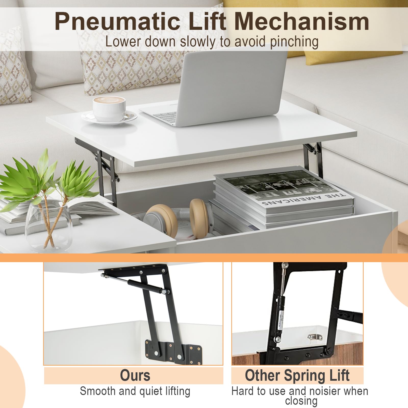Giantex Lift-Top Coffee Table, Modern Center Table w/Lift Tabletop, Open & Hideaway Compartments