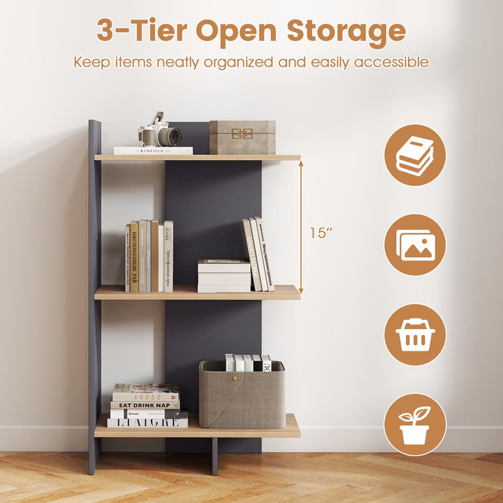 Giantex 3-Tier Wooden Free Standing Open Storage Bookshelf with Anti-Tipping Kit