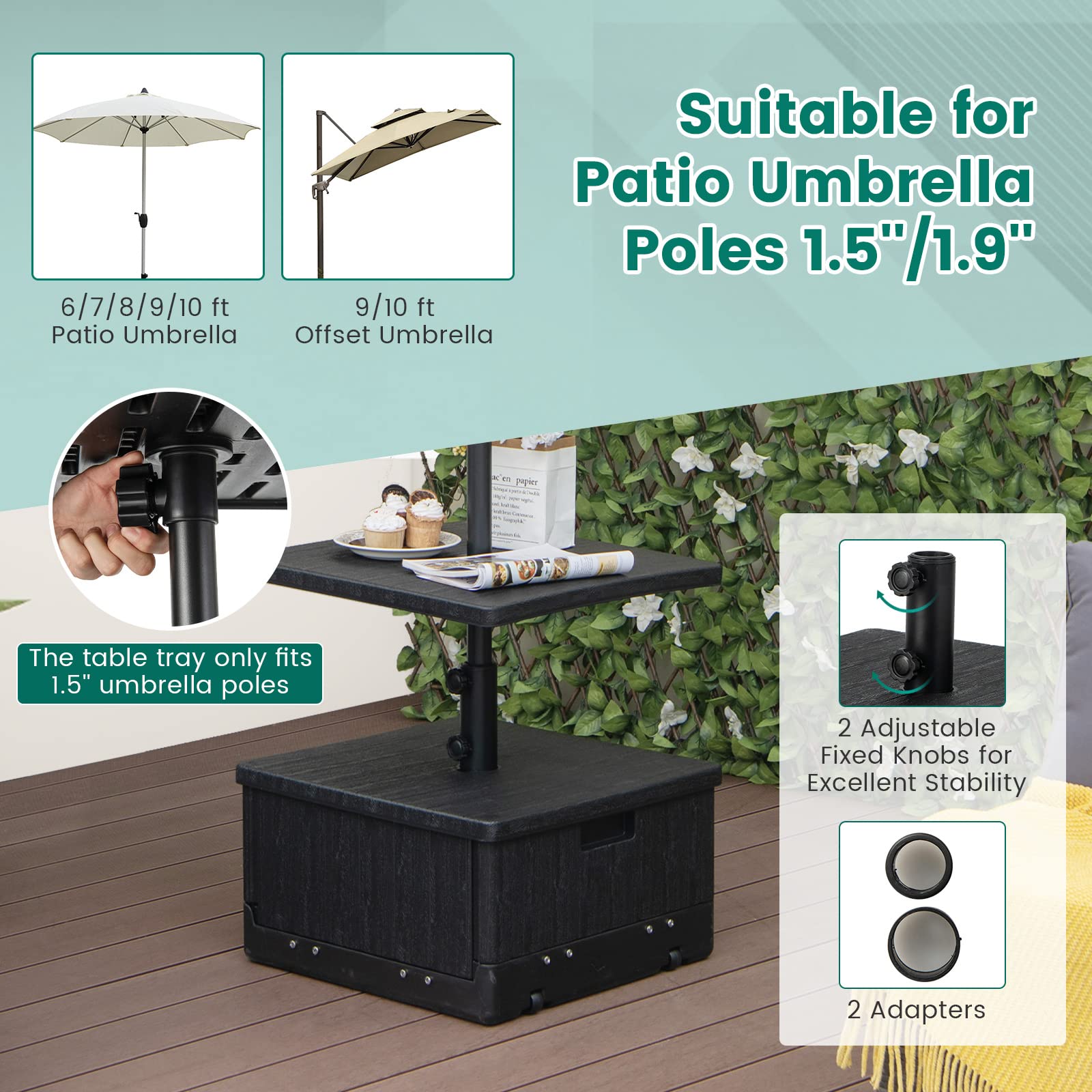 Giantex Outdoor Side Table with Umbrella Stand