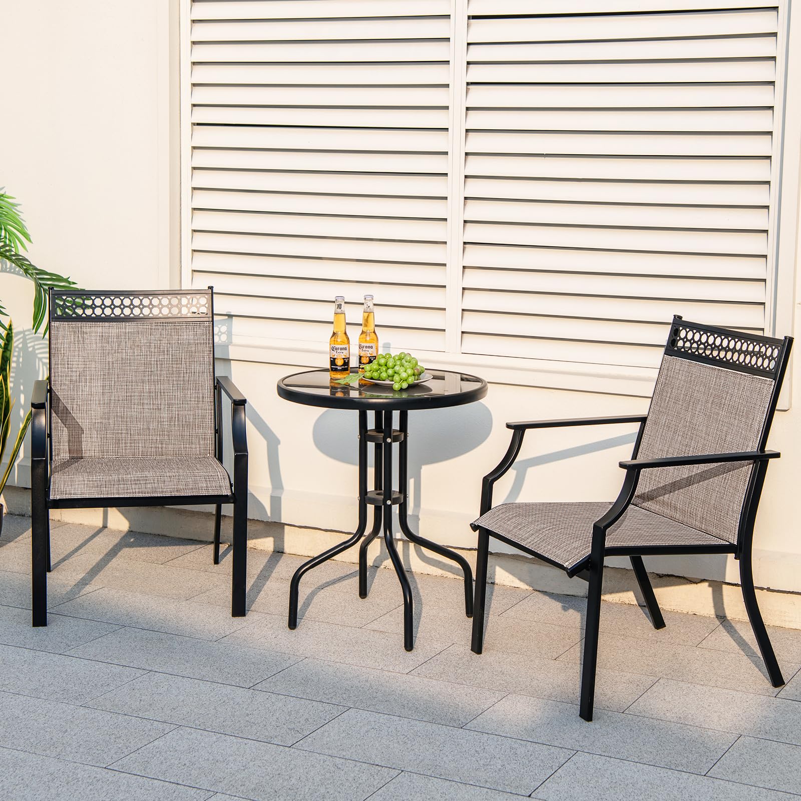 Giantex Patio Chairs Set of 2/4, Outdoor Chairs with All Weather Fabric, High Backrest, Armrests