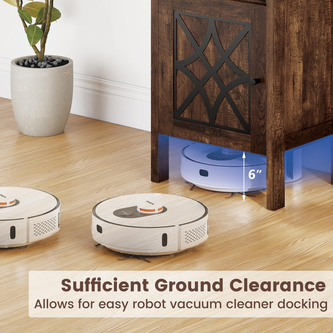 Giantex Robot Vacuum Storage Cabinet with Door and Open Shelf for Living Room Bedroom