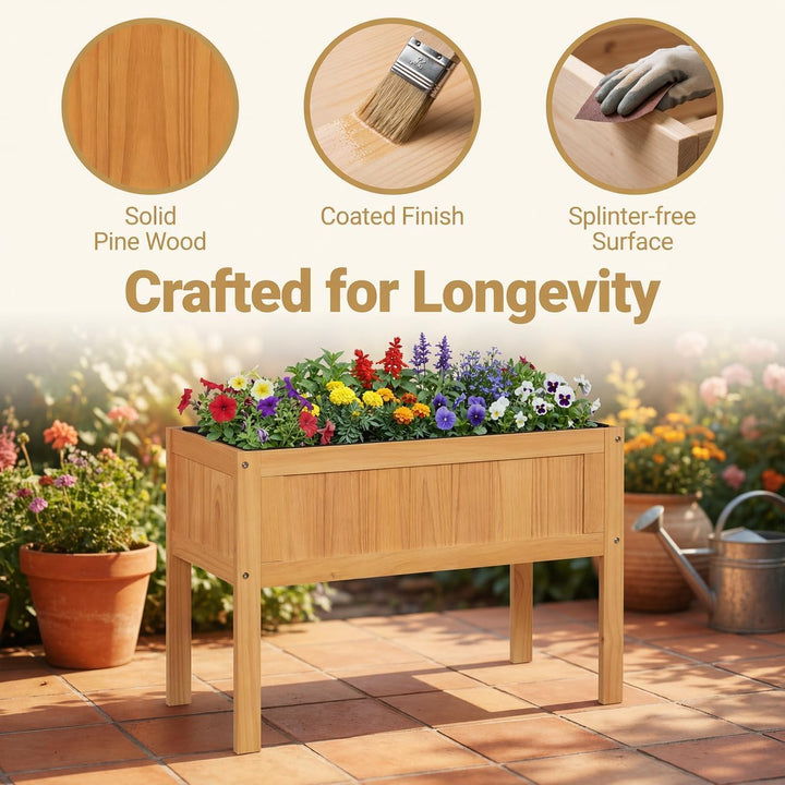 Giantex Solid Wooden Raised Garden Bed w/Legs (35”Lx 16”Wx24”H)