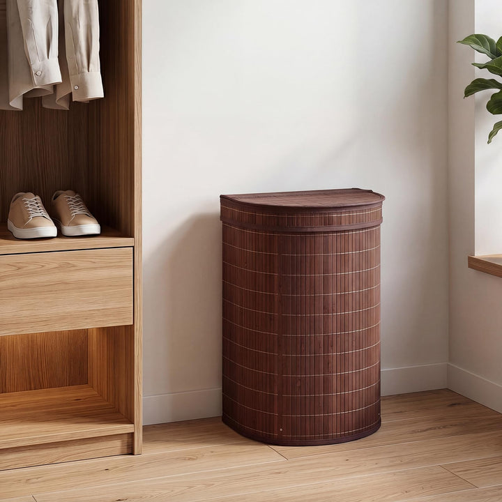 Giantex 16 Gal Bamboo Laundry Hamper with Zippered Lid