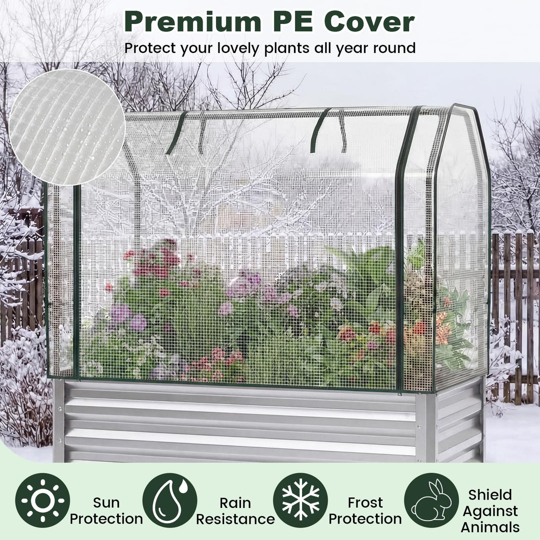 Giantex Raised Garden Bed with Legs &amp; Greenhouse Cover (1/2)