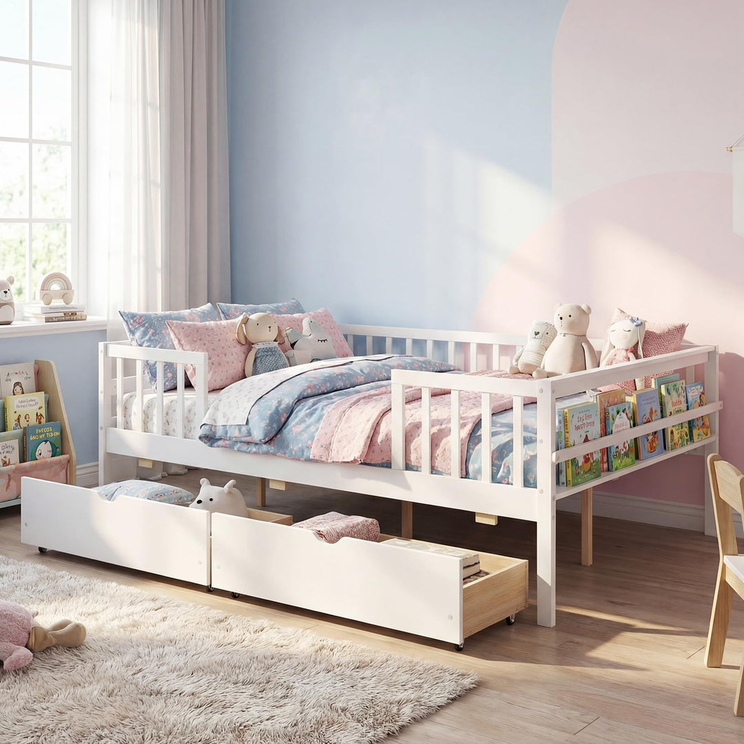 Giantex Full Kids Bed with Storage Drawers Wood Montessori Bed