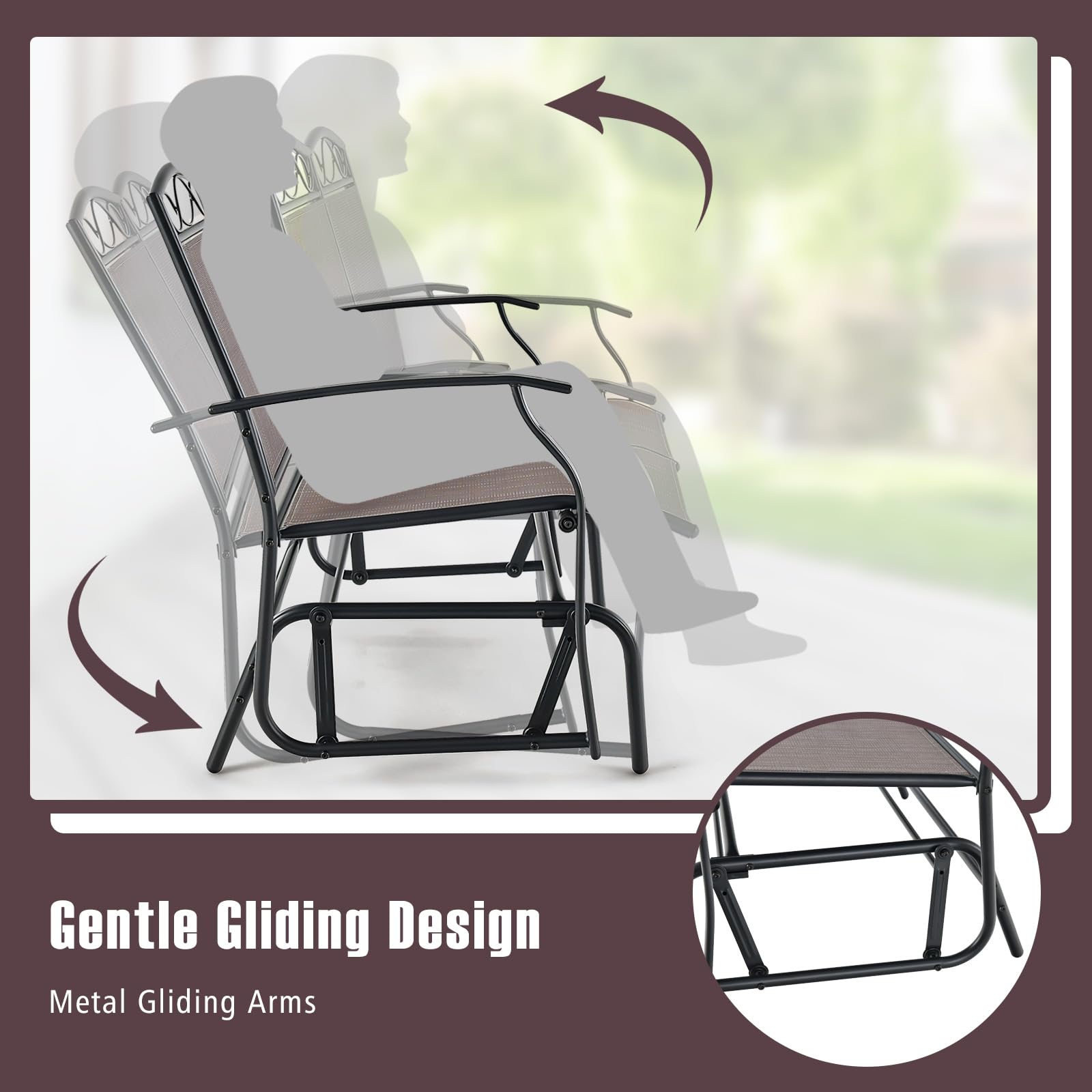 Giantex 4 or 2 PCS Outdoor Glider Chairs Set - Patio Furniture Set with Tempered Glass Table (4 PCS, Brown)