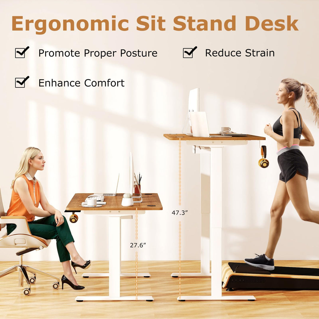 Giantex Electric Dual Motor Standing Desk | 55" x 28" Height Adjustable Sit Stand Computer Workstation w/3 Memory Height