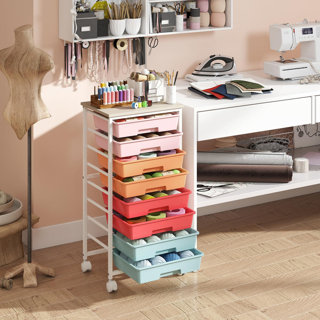 Giantex 8 Drawers Rolling Cart with Wheels for Office School