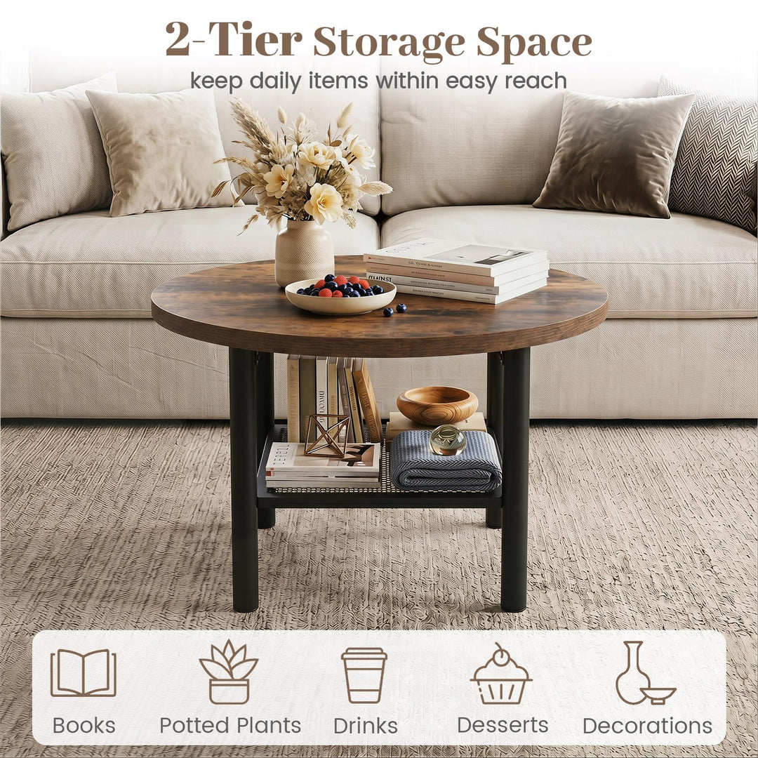 GIANTEX 24" Small Round Coffee Table with Storage
