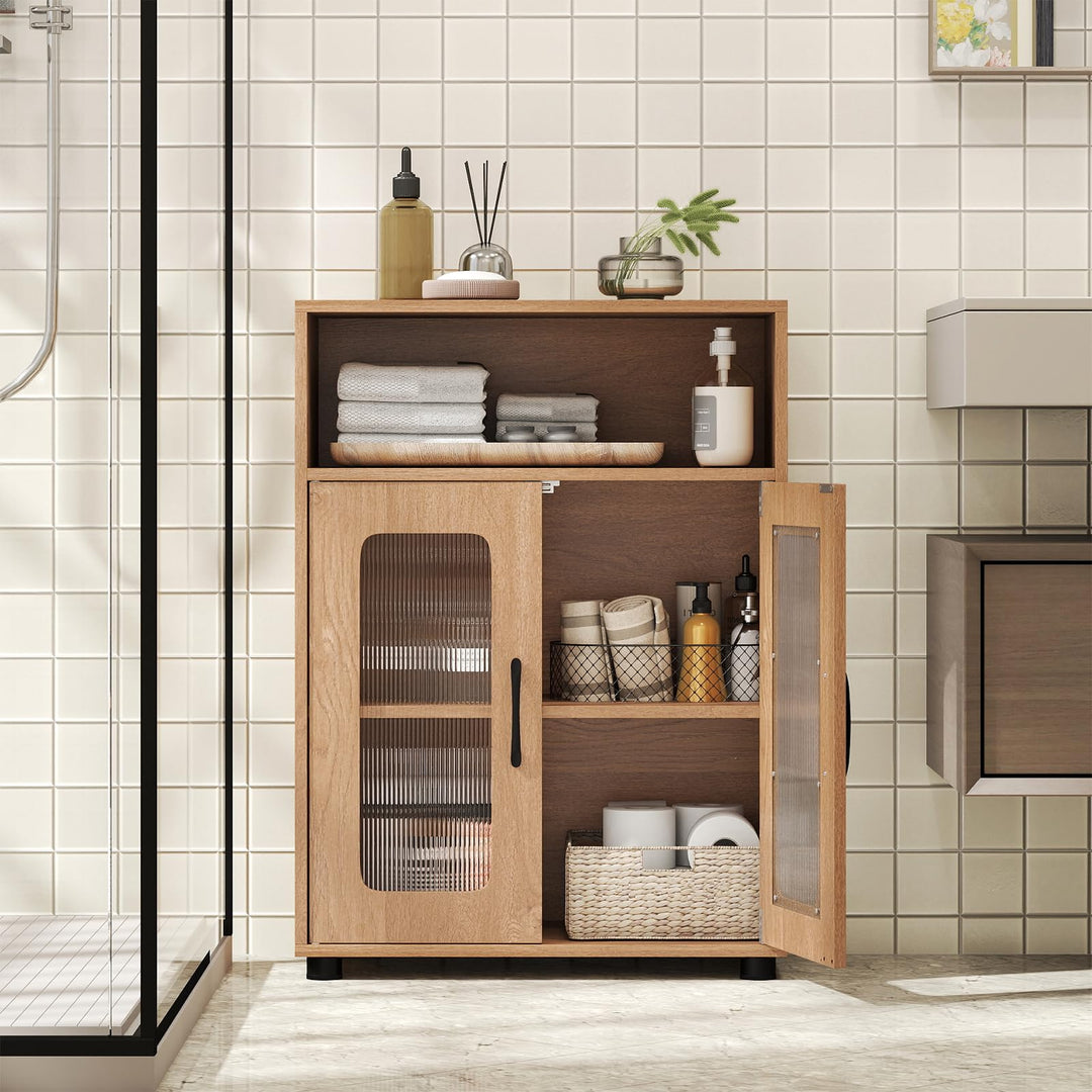 Giantex Bathroom Storage Cabinet with 2 Doors &amp; 3-Level Adjustable Shelf