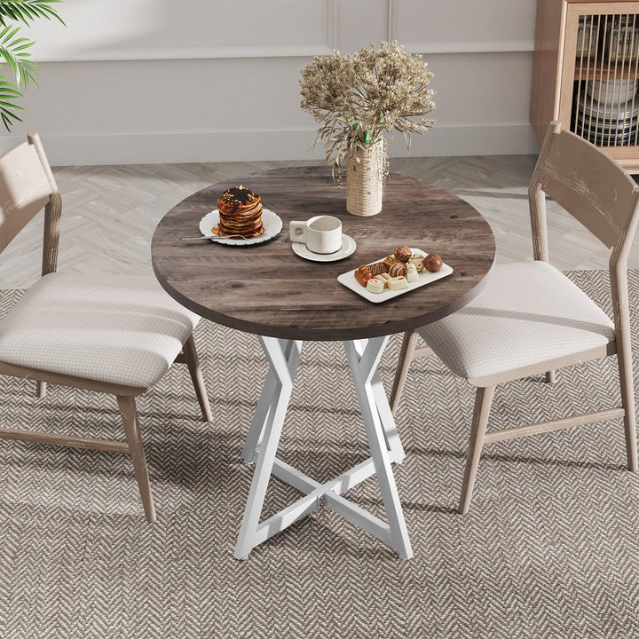 Giantex 31.5" Small Round Dining Table for 2-4 with Crossed Metal Legs Load 220Lbs
