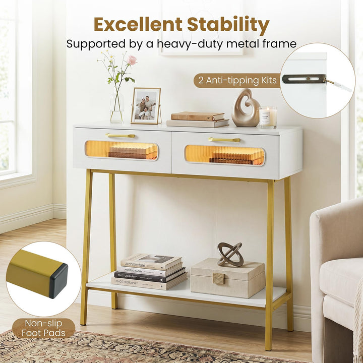 Giantex Console Table with LED Lights for Living Room Hallway Entrance