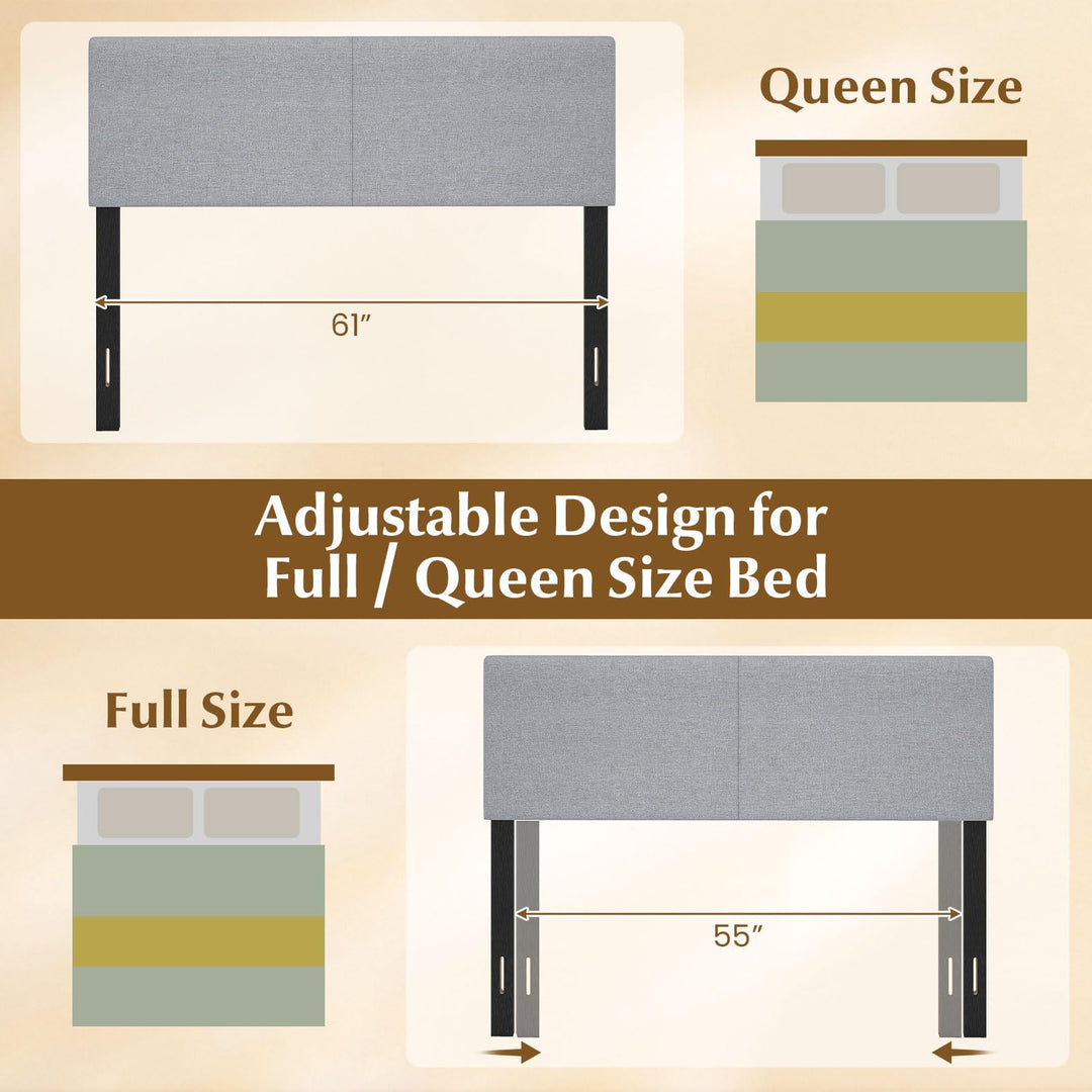 Giantex Upholstered Headboard Queen/Full Size Vertical Quilted Linen Fabric Head Board