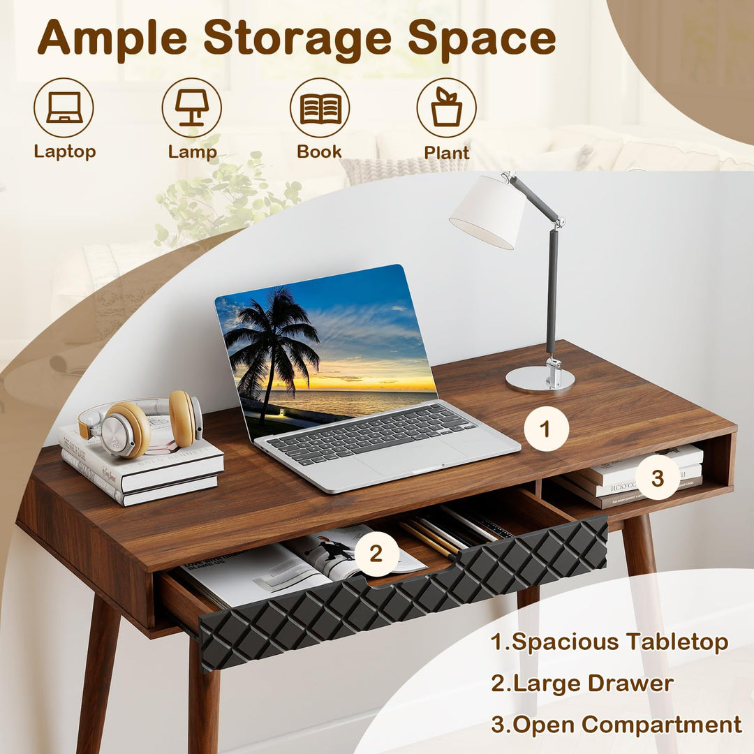 Giantex Mid Century Modern Desk 42.5" Vintage Computer Desk