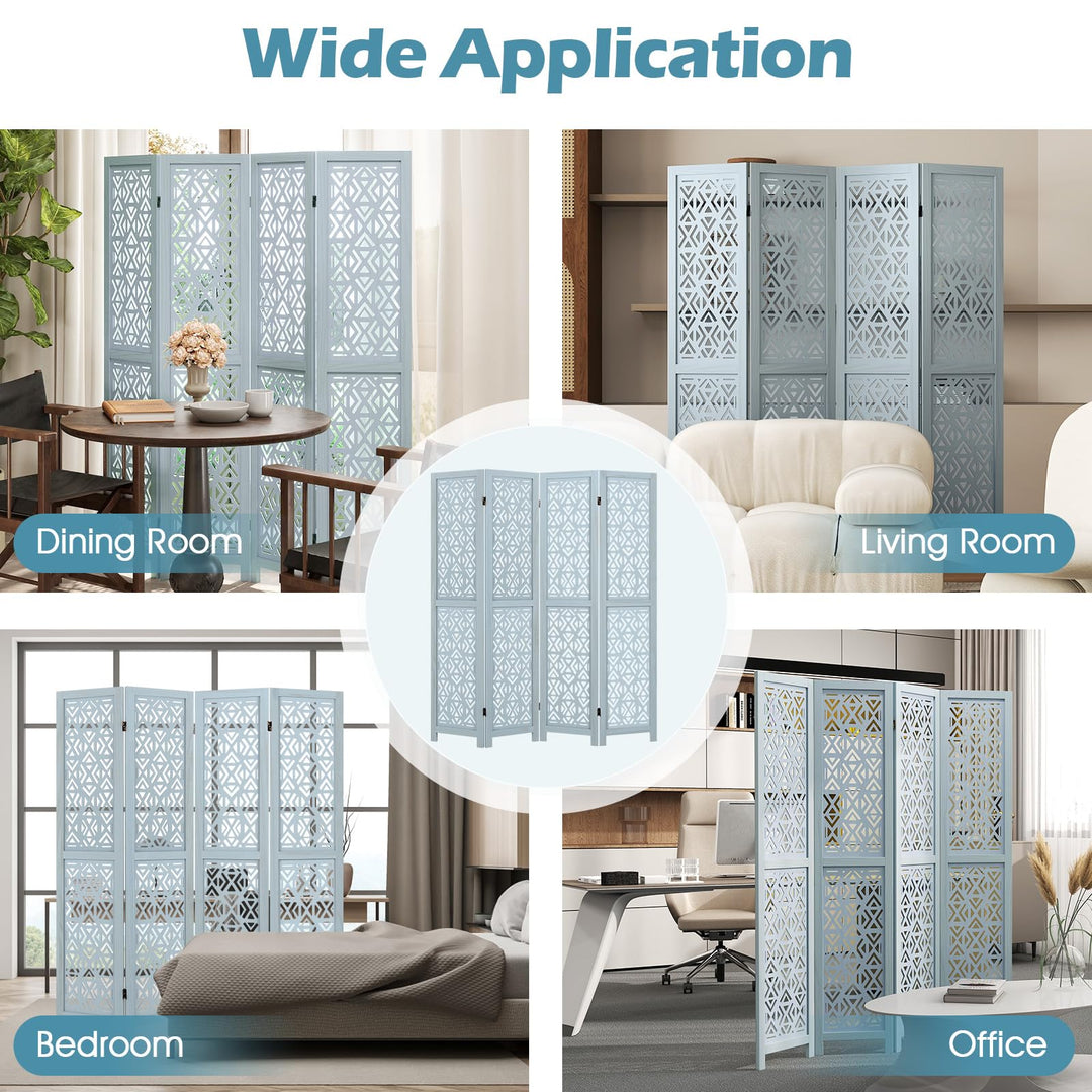 Giantex Room Divider 4/6 Panels - Boho Room Dividers with Carved Cutout Pattern & Solid Wood Frame, Fully Assembled