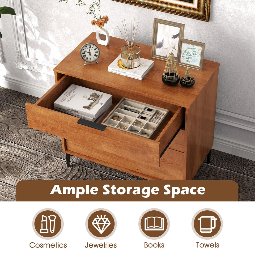 Giantex Dresser for Bedroom, Mid-Century Modern Storage Cabinet with Anti-Tip Kit, Multipurpose Clothes Organizer