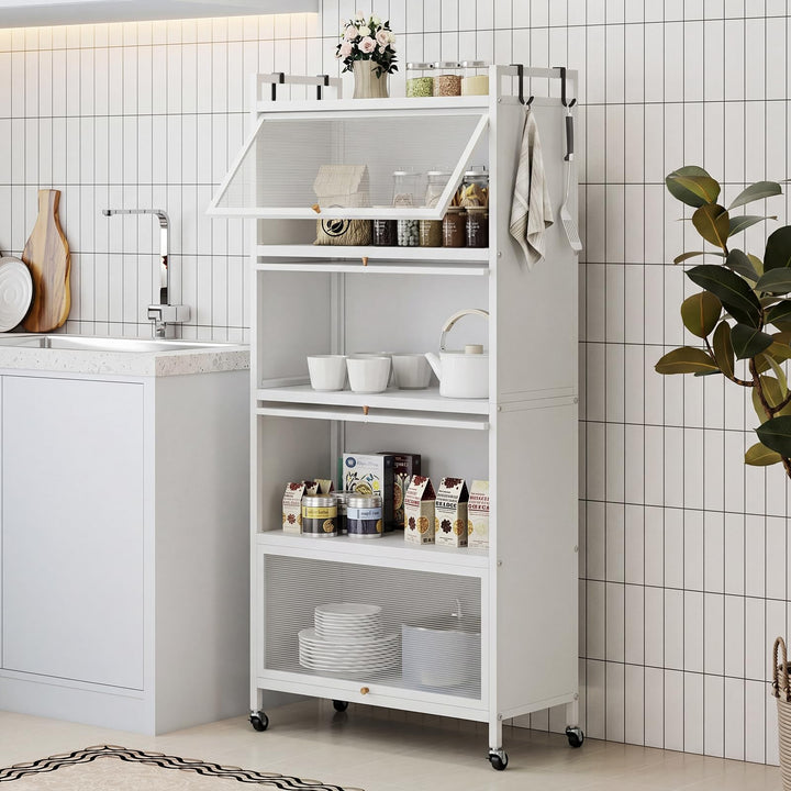 Giantex 5-Tier Kitchen Storage Cabinet, Freestanding Metal Baker&
