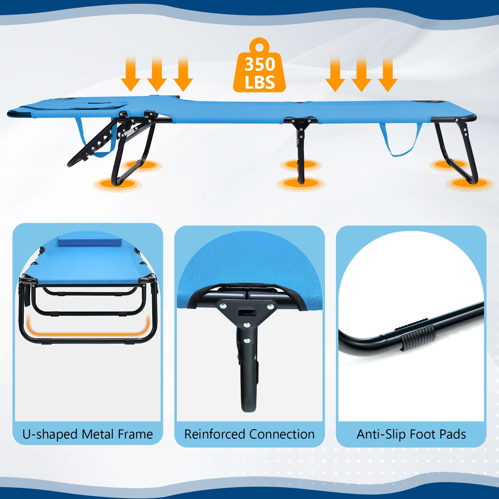 Giantex Folding Beach Tanning Chair - Adjustable Patio Lounge Chair w/Face Hole, Removable Pillows, Carry Strap