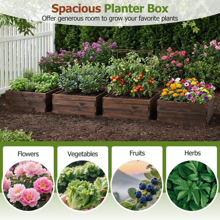 Giantex 23" x 23" Square Wooden Raised Garden Bed (1/2)