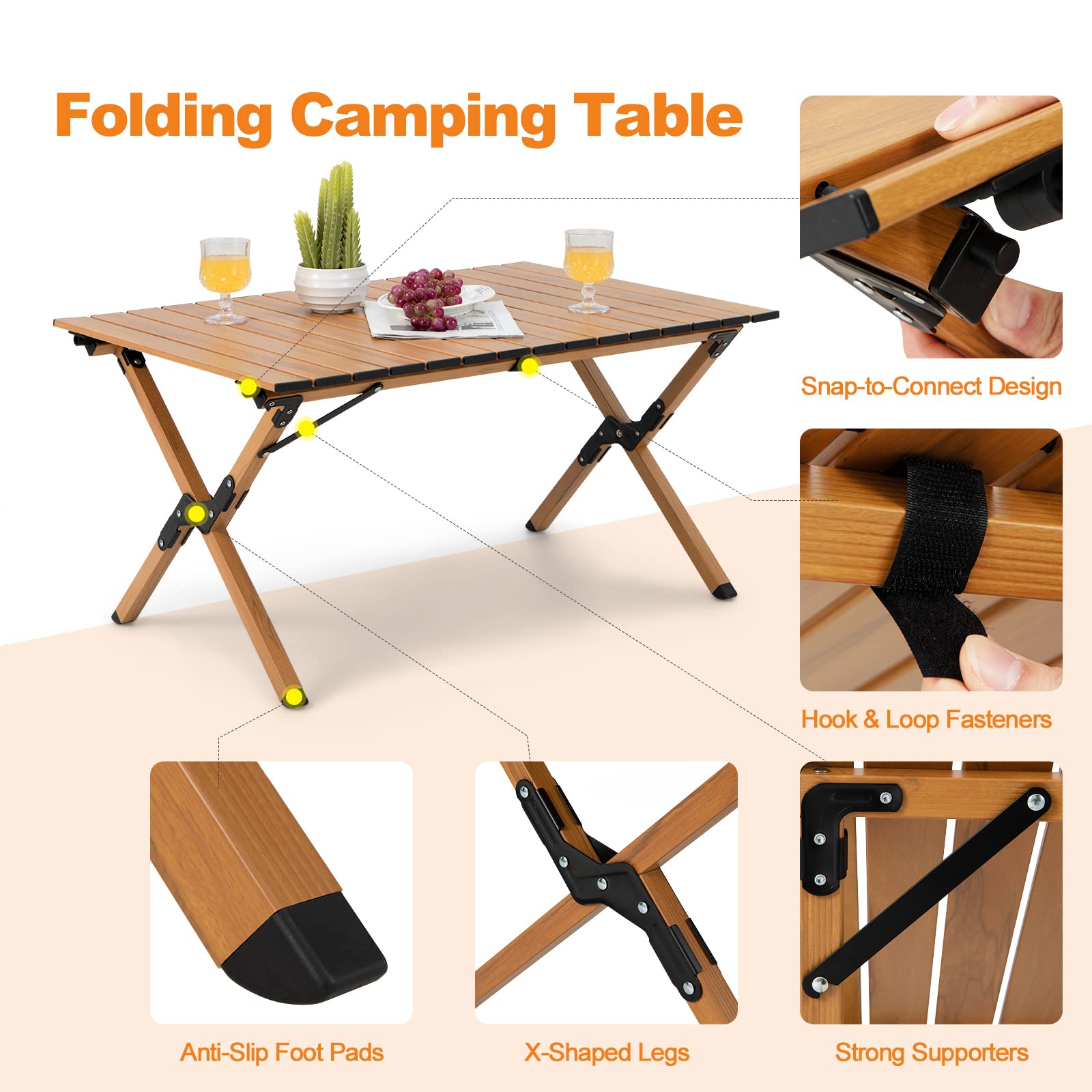Giantex Folding Camping Table, Roll-Up Folding Table w/Carry Bag
