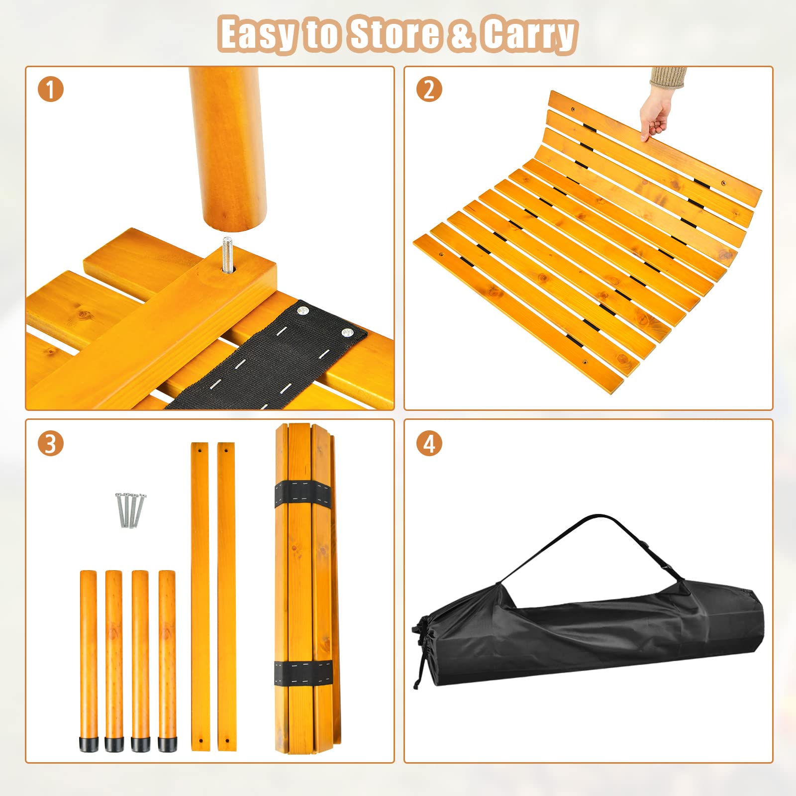 Giantex Portable Camping Table, Folding Picnic Table with Carrying Bag & Roll-up Tabletop