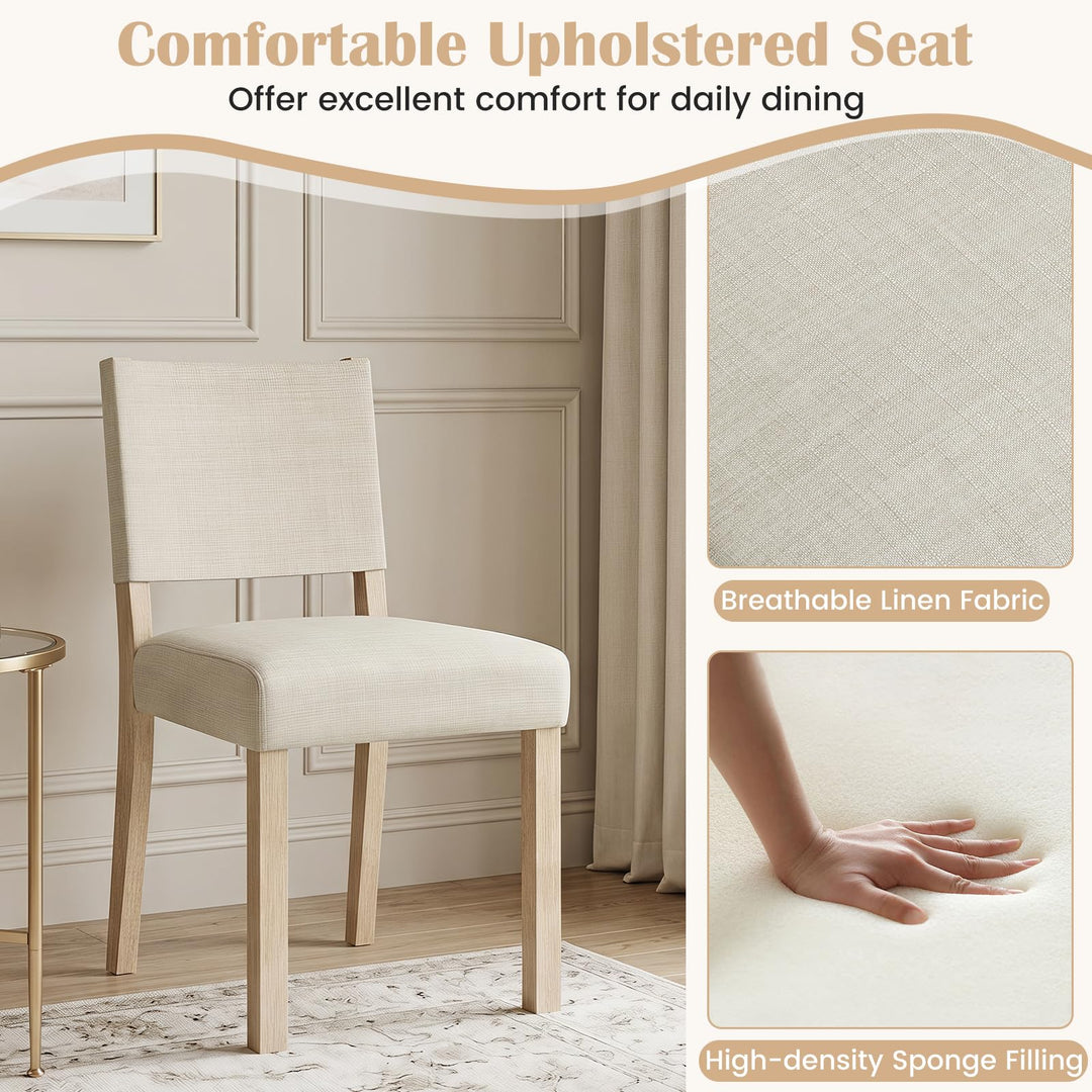 Giantex Set of 2/4 Upholstered Dining Chairs with Linen Fabric Seat