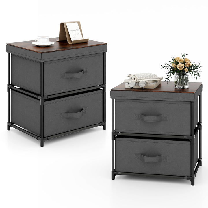 Giantex Nightstand Set of 2 with 2 Fabric Drawers