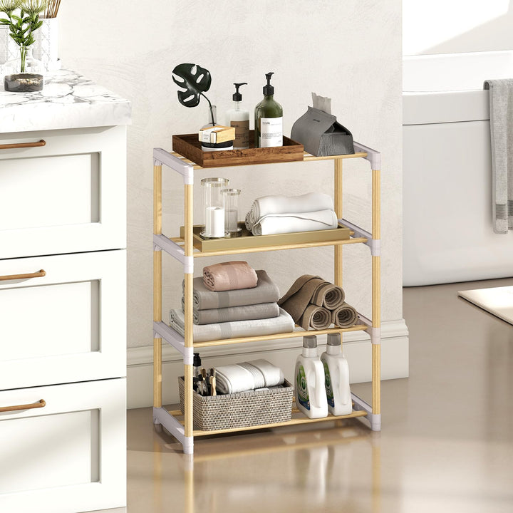 Giantex 4-Tier Stackable Pine Wood Shoe Rack for entryway