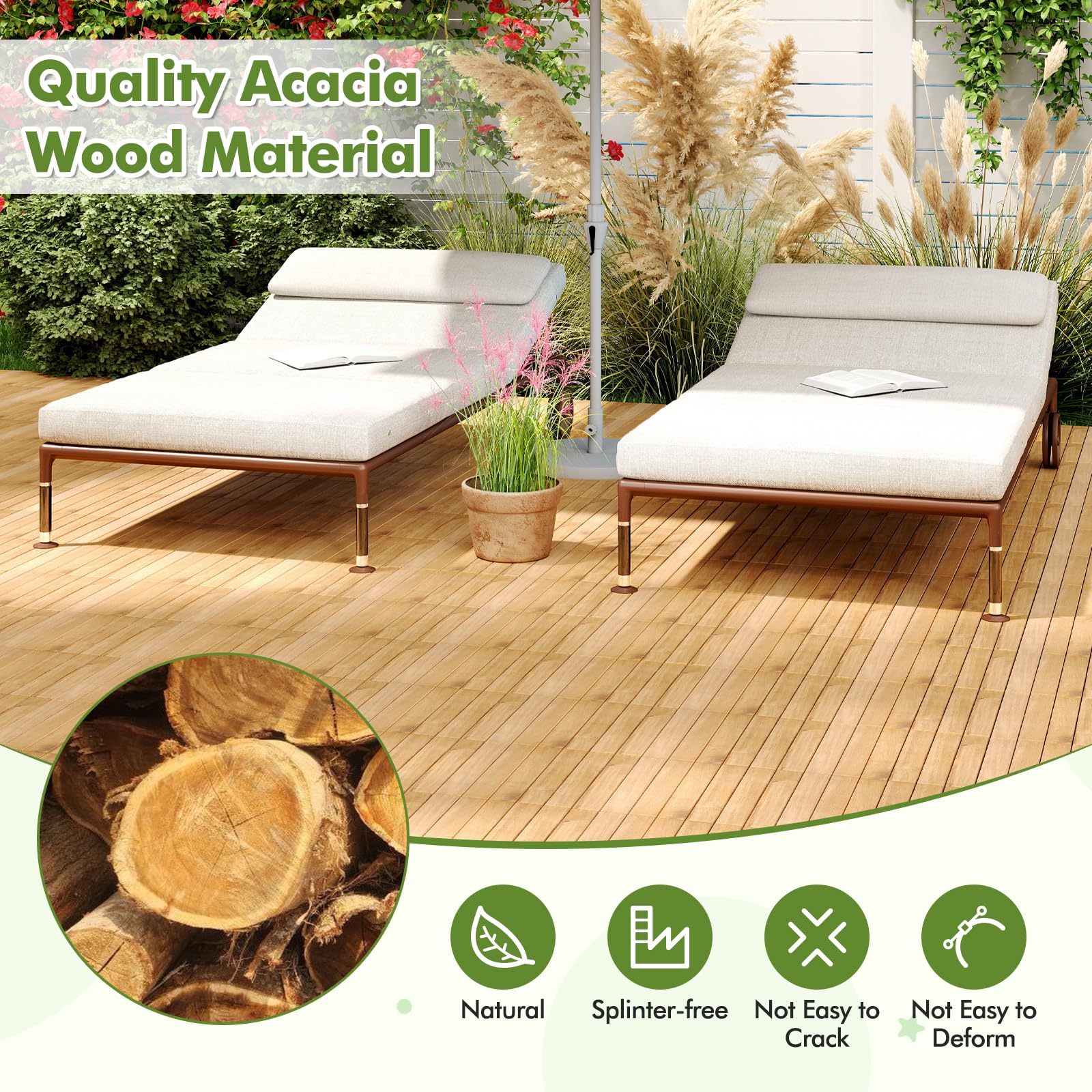 Giantex 30 PCS Acacia Wood Interlocking Patio Deck Tiles