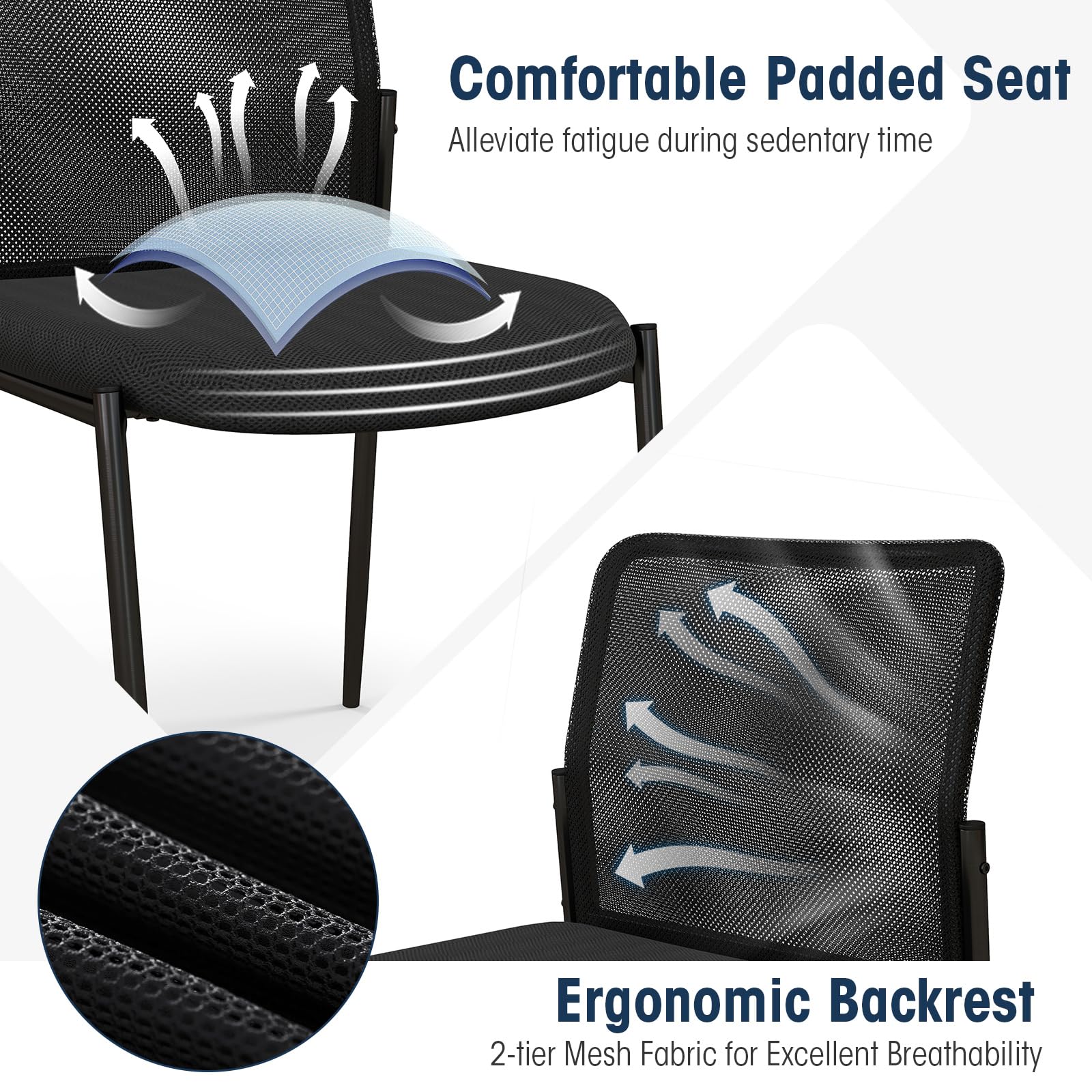 Giantex Waiting Room Chairs - Stackable Guest Chairs w/Ergonomic Backrest