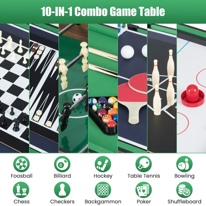10-in-1 Multi Game Table, Combo Game Table Set w/Hockey