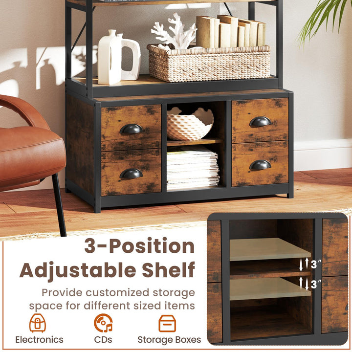 Giantex 8-Tier Bookshelf with Storage, 79" Freestanding Bookcase with 4 Fabric Drawers & Adjustable Shelf