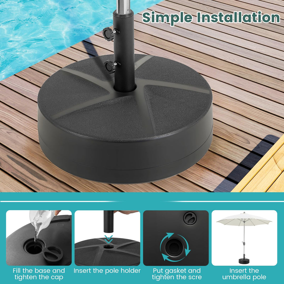 Giantex  88 lbs Fillable Umbrella Stand with 2 Adjustable Knobs & 3 Adapters
