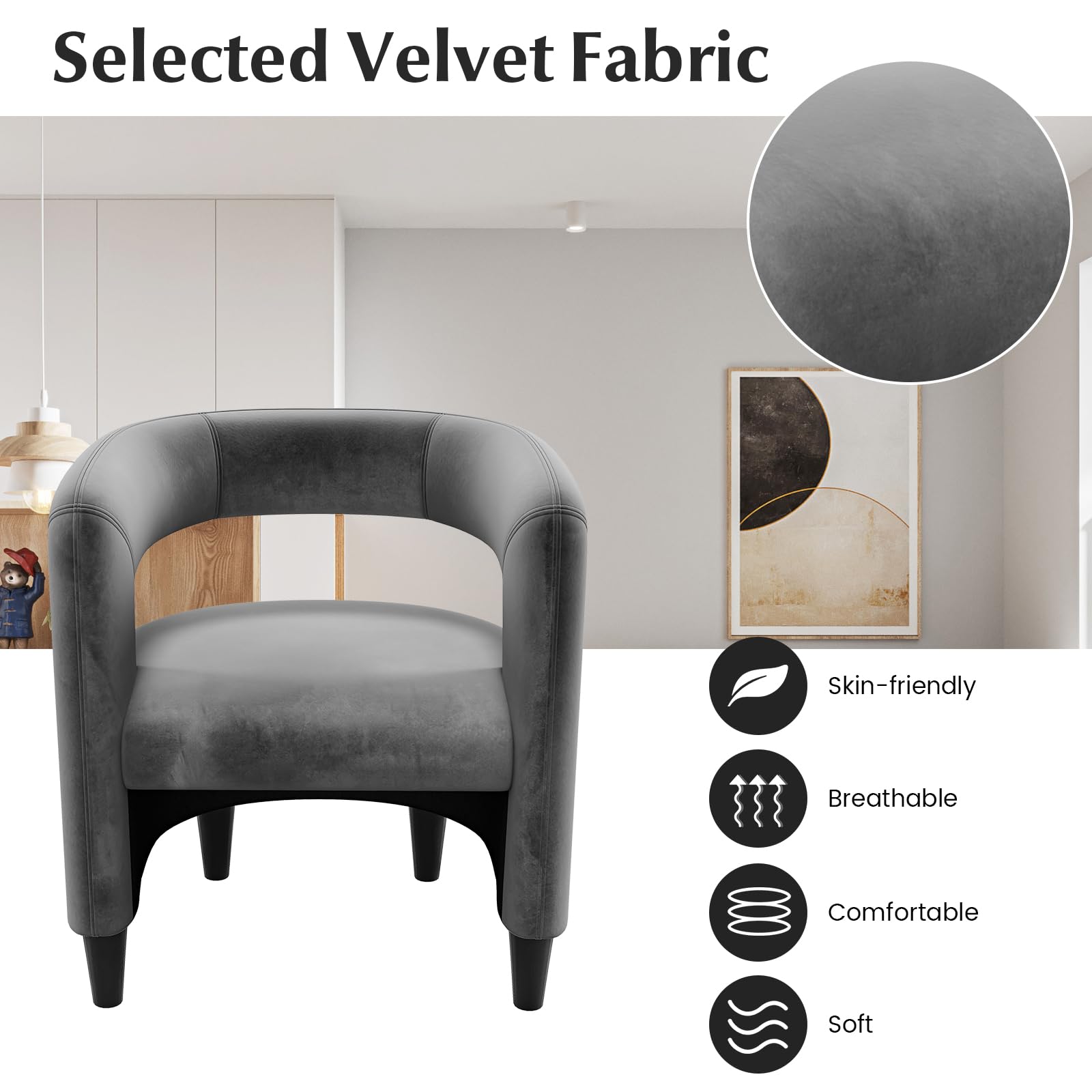Giantex Velvet Accent Chair with Ottoman