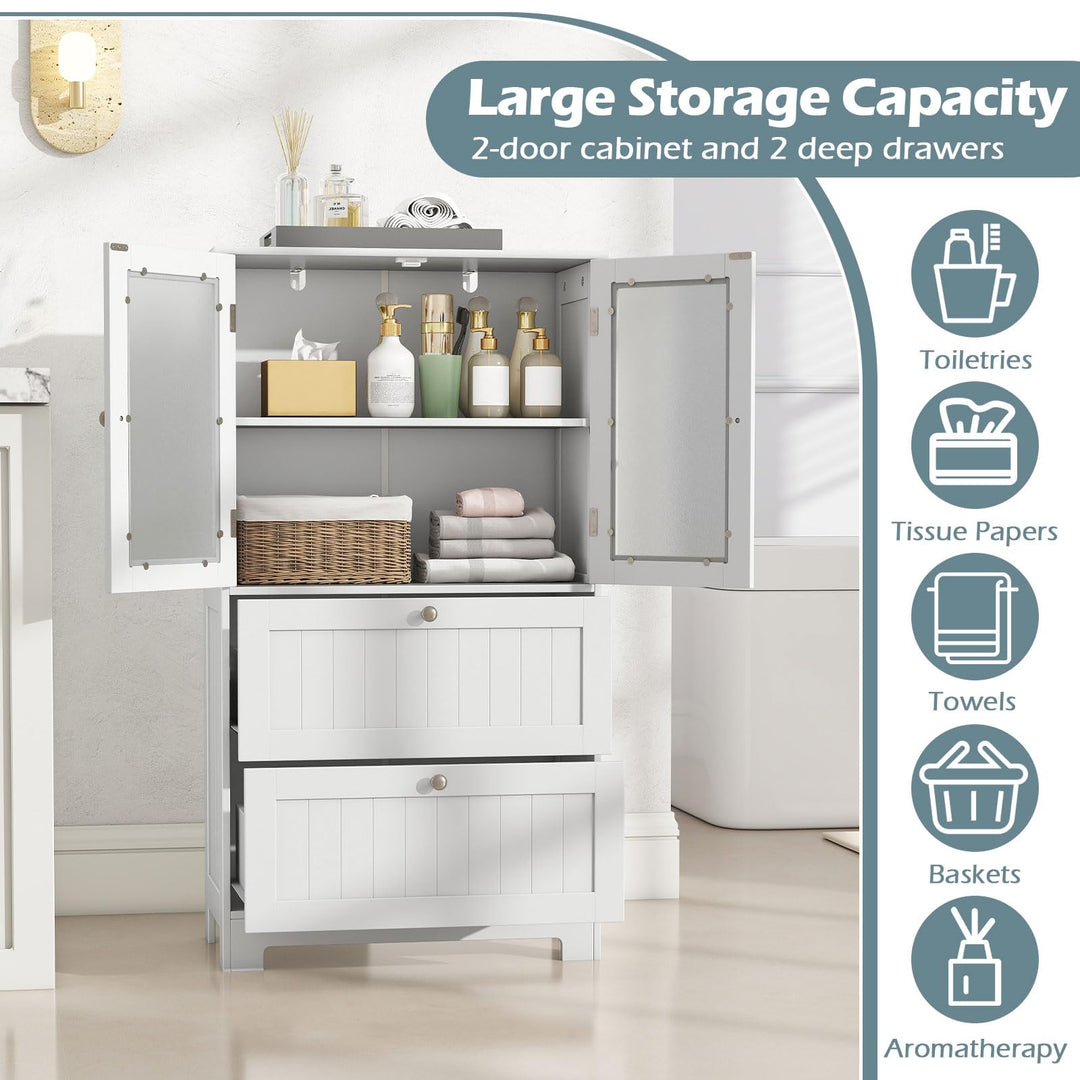 Giantex Bathroom Tall Pantry Cabinet Storage Cabinet with 2 Large Drawers