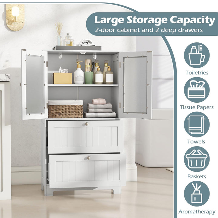 Giantex Bathroom Tall Pantry Cabinet Storage Cabinet with 2 Large Drawers