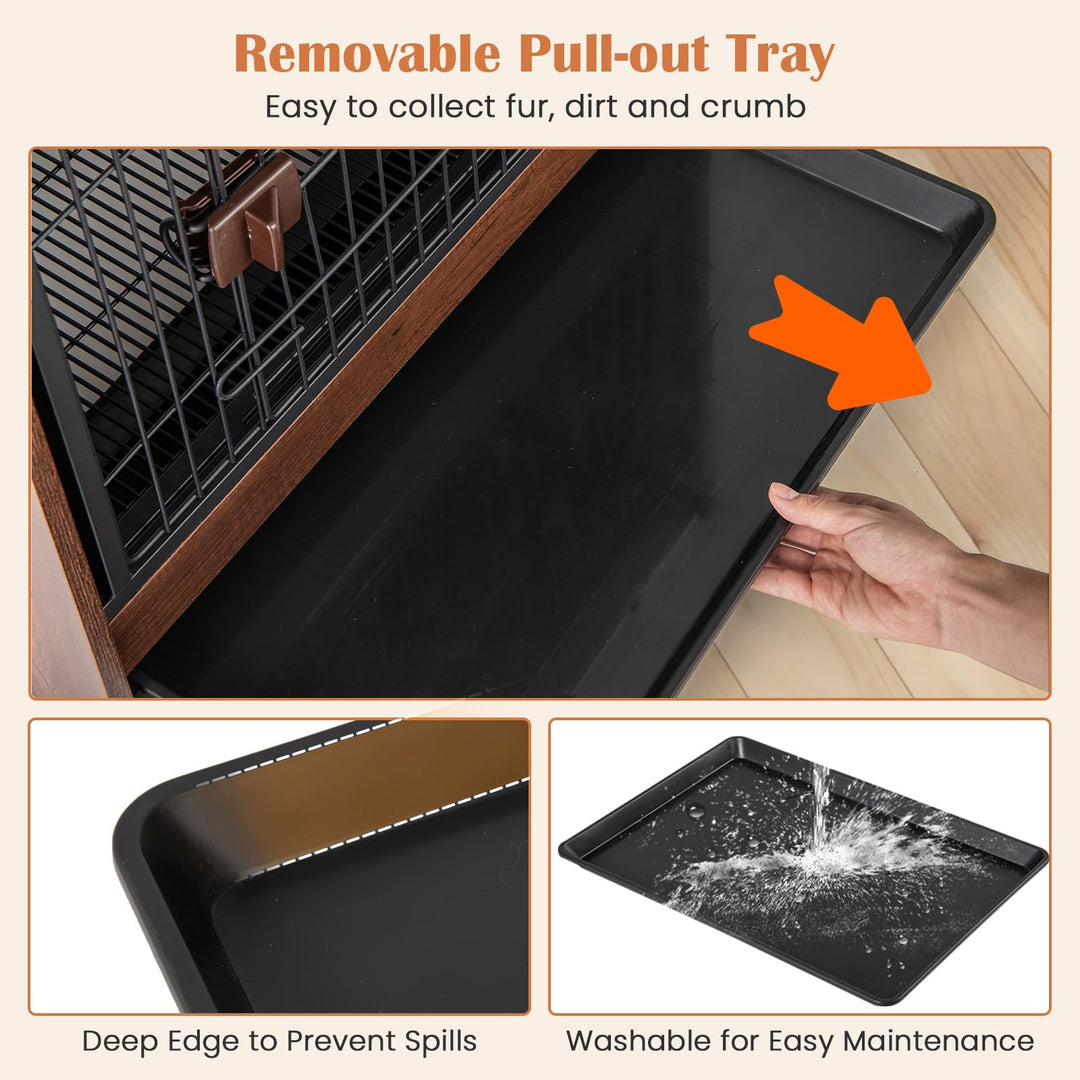 Giantex Dog Crate End Table - Wooden Dog Kennel Furniture with Removable Pull-Out Tray